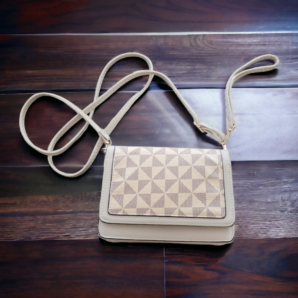 Beige Geometric Crossbody Bag - Women's Shoulder Bag